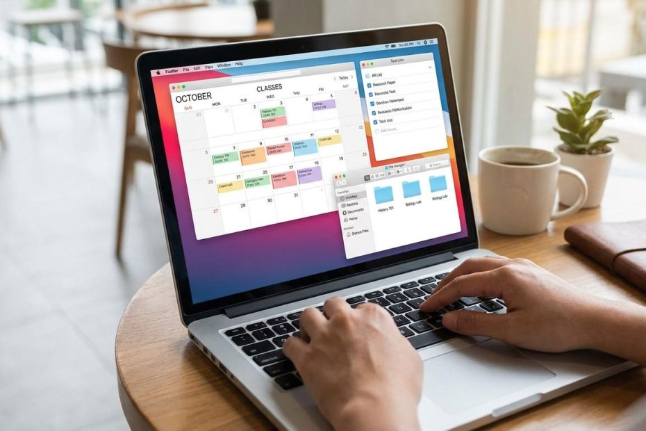 Student organizing assignments and calendar on a laptop